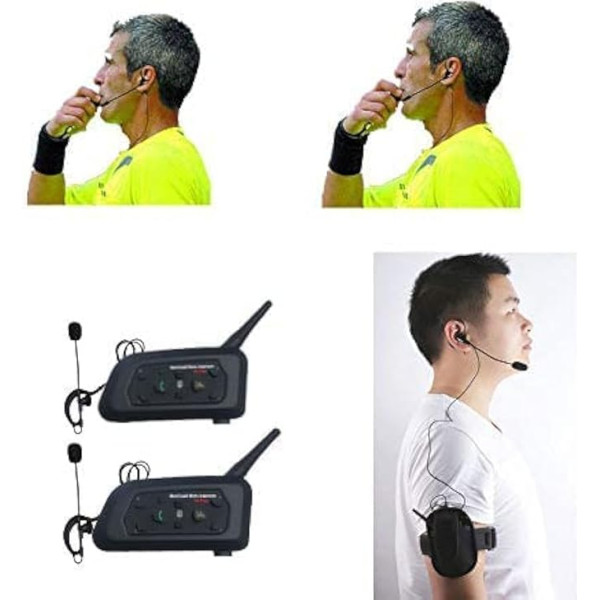 Maxquall Referee Headset 2 Referees Full Duplex Futbola bezvadu austiņas Bezvadu futbola austiņas Bezvadu futbola austiņas Austiņas Futbola tiesnešu komunikācija