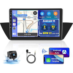 Inefala 10 collu autoradio ar Android 2+32G priekš BMW X1 E84 2010 2011 2012 2012 2013 2014 2014 2015 2016 ar bezvadu CarPlay un Android Car, skārienjūtīgais radio ar navigāciju, WiFi, FM/RDS, Bluetooth, mikrofonu, aizmugures skats