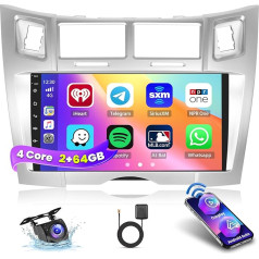 Inefala 9 Zoll Android 13 Autoradio für Toyota Yaris/Vizi 2005-2011 2 DIN Bildschirm (2 + 64GB) mit Wireless CarPlay Android Auto FM RDS GPS Bluetooth Lenkrad Steuerungen Rückfahrkamera