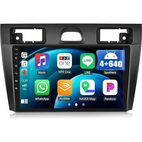 4+64G SIXWIN Android 13 autoradio Ford Fiesta Mk5 2002-2008 ar Carplay/Android Car/Mirrorlink, 9 collu kapacitīvais skārienjūtīgais skārienjūtīgais ekrāns Atbalsta WiFi/GPS/FM/Bluetooth/SWC+MIC