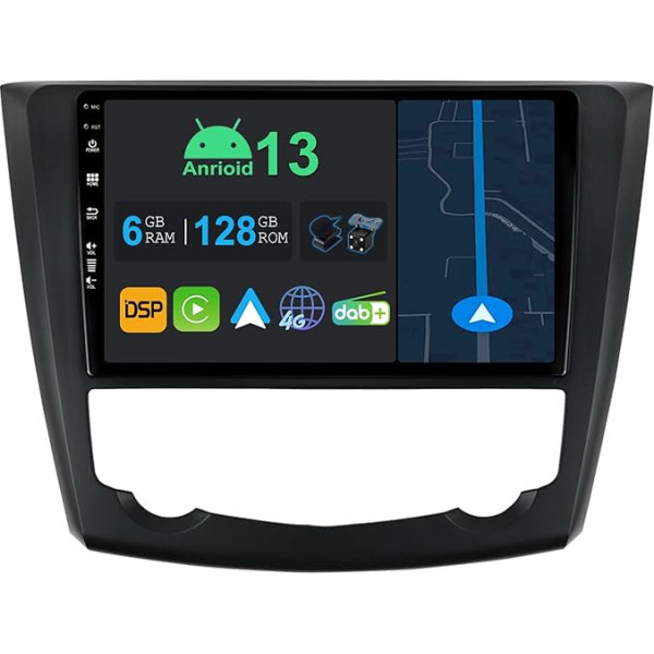 YUNTX 9 collu Android 13 autoradio ar satelīta navigāciju Renault Kadjar 2015-2019 | Octa Core | 6GB 128GB | Iebūvēts 4G LTE | CarPlay & Android Car | DSP | DAB | QLED | Dual Band WiFi