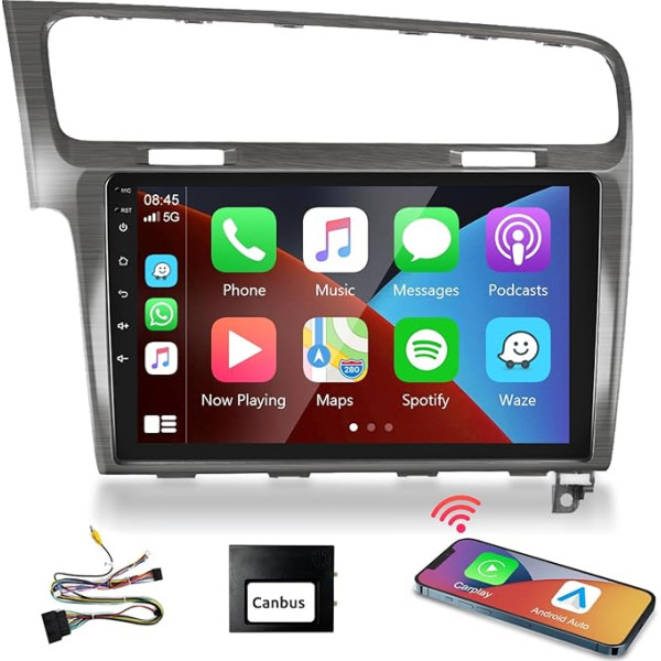 Podofo Carplay auto radio Volkswagen Golf 7 2013-2018, 10,1 collu skārienjūtīgais ekrāns, auto radio 2G + 64G ar bezvadu Carplay Android, Bluetooth/GPS/WiFi/FM/RDS/SWC/HiFi/USB+DAB adapteris