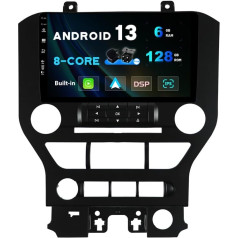 SXAUTO Android 13 - [6G+128G] - IPS auto radio priekš Ford Mustang (2015-2020) - Iebūvēts Carplay/Android Car - LED kamera + MIC 360-CAM DAB stūres vadības stūres vadība Fast Boot WiFi DSP Bluetooth - 2 DIN 9