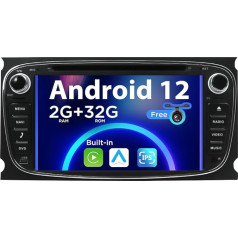 SXAUTO Android 12 auto radio Ford Focus/Mondeo/S-Max/C-Max/Galaxy - Iebūvēts CarPlay/Android Car - Bez atpakaļskata kameras - 2G + 32G - Vadāms no stūres DAB Fast-Boot WiFi DSP - 2 DIN IPS 7