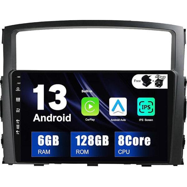 SXAUTO - 6G + 128G - Android 12 IPS auto radio Mitsubishi Pajero 4 V80 V90 (2006-2014) - Iebūvēts Carplay/Android Car - LED kamera + mikrofons - DAB stūres vadības pults ātrdarbīga 360-CAM - 2 DIN 9