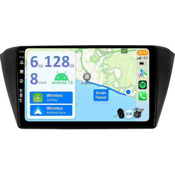 YUNTX [6GB+128GB] Android 12 autoradio VW Skoda Fabia (2015-2019) [Iebūvēts CarPlay/Android Car/DSP/GPS] 9 collu IPS 2.5D kamera + MIC-DAB/Mirror Link/Bluetooth 5.0 360 K. kamera/vadības stūres kontrole