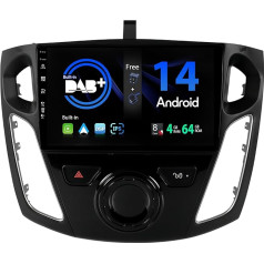 BXLIYER - Iebūvēts DAB - Android 12 IPS auto radio, piemērots Ford Focus (2012-2017) - Iebūvēts Carplay/Android Car/DSP - LED kamera + mikrofons - 4G + 64G - AHD 360 kamera SWC Fast-Boot WiFi - 2 DIN 9