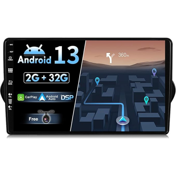 BXLIYER Android 12 IPS Auto Radio piemērots Fiat Egea Tipo (2015-2018) - Iebūvēts CarPlay Android Car - Bezmaksas atpakaļgaitas kamera - 2G + 32G - 9 collu 2 DIN - DAB stūres vadības WiFi Fast Boot