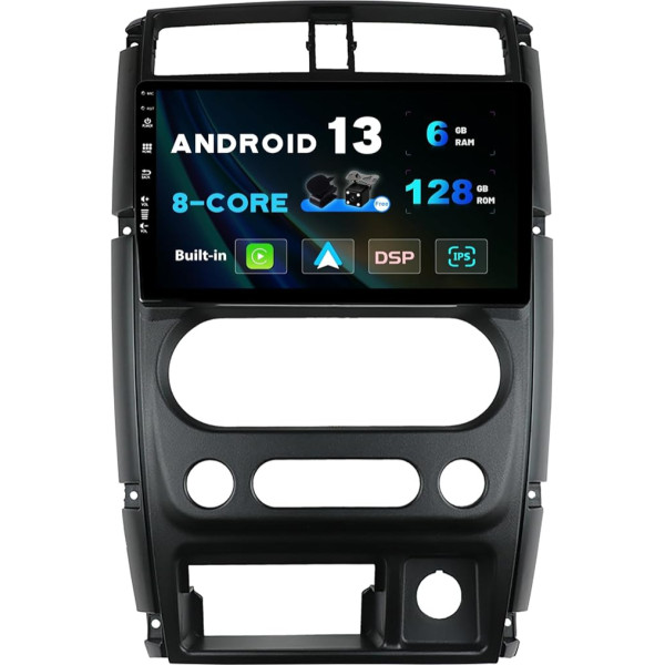 SXAUTO Android 13-6G+128G - IPS auto radio piemērots Suzuki Jimny 3 (2005-2019) - Bezvadu Carplay/Android Car/DSP - LED kamera + MIC - DAB stūres vadības pults vadība Fast Boot 360 kamera WiFi - 2 DIN 9