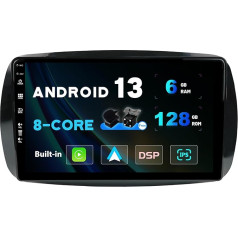 SXAUTO Android 13-6G+128G - IPS Autoradio Passt für Mercedes-Benz Smart (2014-2020) - Wireless Carplay/Android Auto/DSP - Kamera + MIC - DAB Lenkradsteuerung Fast-Boot 360-Kamera WiFi - 2 Din 9 Zoll