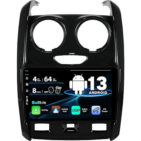 SXAUTO Android 13 IPS auto radio piemērots Renault Duster (2015-2017) - Iebūvēts Carplay/Android Car/DSP - LED kamera + MIC - 4G + 64G - DAB 360 kamera Vadāms no stūres Fast-Boot AHD WiFi -2