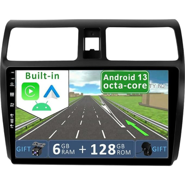 YUNTX [6GB+128GB] Android 10 2 Din Auto Stereo piemērots Suzuki Swift (2005-2019) [Iebūvēts CarPlay/Android Auto/DSP] Bezmaksas kameras atbalsts DAB/Stūres vadības stūres vadība/360 kamera/MirrorLink/WiFi/USB/4G