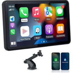 CARABC 7 collu bezvadu CarPlay un bezvadu Android auto skārienjūtīgā ekrāna autoradio - pārnēsājams paneļa stiprinājuma adapteris ar GPS navigatoru, Mirror Link, HD FM balss vadību