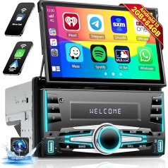 Hikity 2 DIN auto radio Android 13 ar paplašināmu 7 collu skārienekrāna ekrānu Auto radio ar bezvadu Carplay Android auto Bluetooth GPS WiFi FM RDS USB AUX + atpakaļgaitas kamera