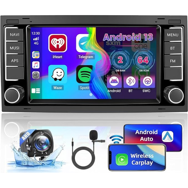 2GB + 64GB Android 13 Auto radio VW Touareg 2004-2011, VW Transporter Ts Multivan 2004-2009 Radio Wireless CarPlay Android Car Bluetooth 7 collu ekrāns Auto radio ar satelīta navigāciju