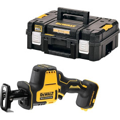 Dewalt DCS369NT 18 V akumulatora kompaktais atgriezeniskais zāģis (bezsuku motors, elektroniska takta ātruma regulēšana, asmeņu nomaiņa bez instrumentiem, ar LED apgaismojumu, komplektā ietilpst TSTAK-Box II, akumulators un lādētājs, nav iekļa