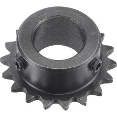 sourcing map Sprocket with 18 Teeth Type B Single Strand 1/4 Inch Pitch 15 mm Bore Black Oxide Carbon Steel C45 with 2 Adjusting Screws for ISO 04C