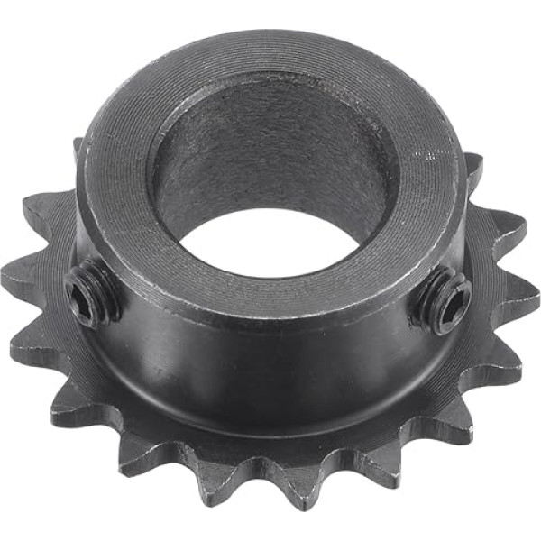 kartes sprocket ar 18 zobiem B tipa viena stieņa 1/4 collas piķis 15 mm caurums melnais oksīds oglekļa tērauds C45 ar 2 regulēšanas skrūvēm ISO 04C ISO 04C