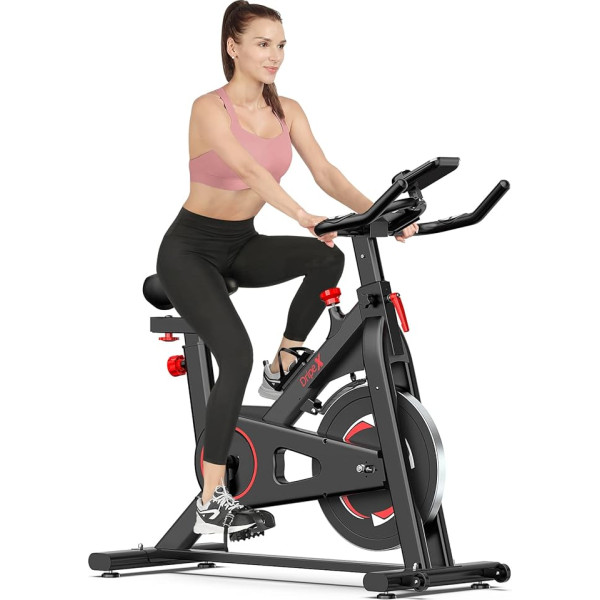 Dripex Exercise Bike ar magnētisko pretestību, Dripex iekštelpu fitnesa velosipēds ar 8 kg smago spararatu, sirdsdarbības ātruma monitoru un LCD monitoru, klusie stacionārie velosipēdi mājās, Max. 150 kg