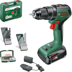 Bosch Akku Schlagbohrschrauber UniversalImpact 18V-60 (Bohren und Schrauben in Holz und Metall oder Schlagbohren in Mauerwerk; 42 Bohrer; 2,0Ah Akku; 18 Volt System; im Koffer) - Amazon Edition