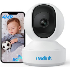 Reolink 4MP iekštelpu drošības kamera, 2,4G/5GHz divjoslu WiFi, panorāmas un slīpēšanas iekštelpu WiFi kamera mājdzīvniekiem, bērnu monitors ar cilvēka/dzīvnieka AI noteikšanu, divvirzienu audio, IR nakts redzamības funkciju, attālo skatī