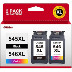 Glliter 545XL 546XL Multipack for Canon Printer Cartridges 545 546 priekš Canon 545 XL melnā un krāsainā saderīgs ar Canon PIXMA TS3355 Canon PIXMA TS3350 TS3450 TS3450 TS3150 MX495 kasetnēm (Iepakojumā ar