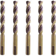 HSS urbju uzgaļu komplekts 1/2 collas Jobber Twist Parabolic Flute Gold/Black 3 Flat Shank Drill Bit Steel Metal - 5 gab.