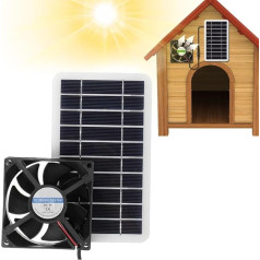 HEBEOT 30W saules paneļu ventilators, saules mājdzīvnieku ventilators Chicken Dog Cat Solar Air Flow Fan mājdzīvnieku mājai