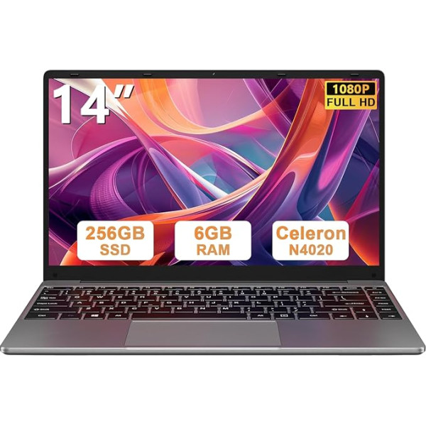 bvate Portatīvais dators 14 collu Win11 6GB RAM M+256GB Atbalsta paplašinājumu 1TBSSD 1080 FHD 2.4G+5G WiFi Bluetooth HDMI Bezvadu pele un vācu valodā