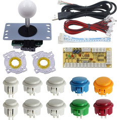 SJJX DIY Arcade Game Button and Joystick Controller Kit for Rapsberry Pi and Windows,5 Pin Joystick and 10 Push Buttons 822a08 mix white