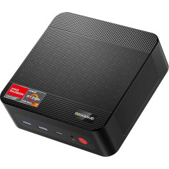 BOSGAME Mini PC Ryzen 7 5800U (8C/16T, Zen 3 arhitektūra, līdz 4,4 GHz) P4 Mini PC Windows 11 32 GB DDR4 RAM 1 TB M.2 NVME PCIe 4.0 SSD | Wi-Fi 6E | USB-C (PD 3.0) | HDMI | DP