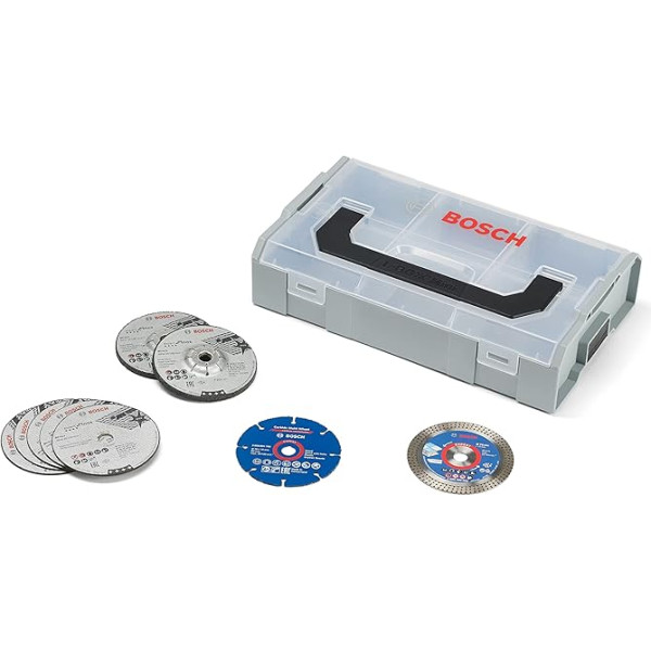 Bosch Professional 9-teiliges 76 mm disku komplekts mini L-Box (für GWS-12V, Ø 76 mm, Zubehör Winkelschleifer)