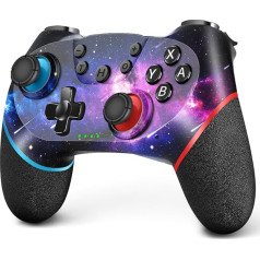 AceGamer bezvadu kontrolieris Switch/Lite/OLED, Switch Pro ar modināšanas funkciju, Pro kontrolieris ar 6 asu žiroskopu, Double Shock, Turbo un ekrāna uzņemšanu (Galaxy)