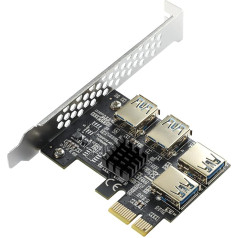 MZHOU PCIe 1 līdz 4 PCI-Express, 4-Port PCIe Riser Adapter Board USB 3.0 Adapter Multiplier karte ar augstāku stabilitāti Bitcoin Mining