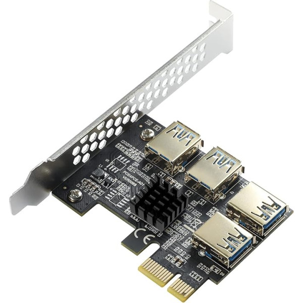 MZHOU PCIe 1 līdz 4 PCI-Express, 4-Port PCIe Riser Adapter Board USB 3.0 Adapter Multiplier karte ar augstāku stabilitāti Bitcoin Mining