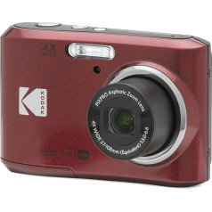 KODAK Pixpro FZ45-16,44 megapikseļu digitālā kompaktkamera, 4X optiskā tālummaiņa, 2,7 collu LCD displejs, 720p HD video, AA akumulators - sarkans