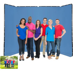 7.87 ft x 13.12 ft Large Blue Background for Professional Photography, Portable, Foldable Photo Background Support System for Portraits, Cut-Outs, Live Transmissions