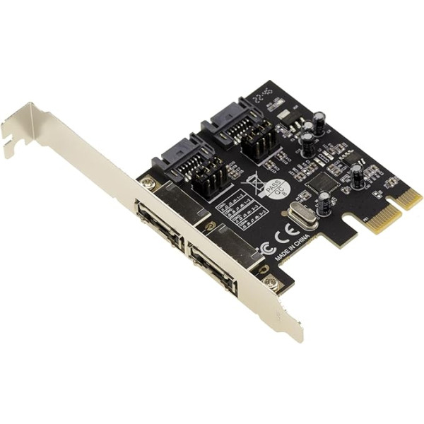 KALEA-INFORMATIQUE PCI Express PCIe 2 porti SATA 3 6G kontrollera karte - iekšējie SATA un/vai ārējie eSATA porti ar ASM1061 mikroshēmu