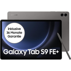 Samsung Galaxy Tab S9 FE+ Android planšetdators, 256 GB atmiņa, ar pildspalvu (S Pen), ilgs akumulatora darbības laiks, bez Simlock, bez līguma, Wifi, pelēks, iekļauta 12 mēnešu garantija [tikai Amazon]