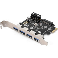 Paplašinājuma kartes adapteris PCI Express HUB 4 porti PCI-E pret USB 3.0, kas paredzēts mātes kartei