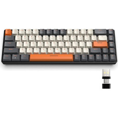 YINDIAO K68 60% bezvadu mehāniskā spēļu klaviatūra, Bluetooth 5.0/2.4 GHz, kompakta 68 taustiņu mini tastatūra ar divrežīmu uztvērēju, ar karstās nomaiņas iespēju, enerģijas taupīšanas funkciju, sarkans slēdzis, PC, Mac (Twilight)