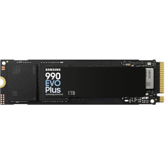 Samsung 990 EVO Plus NVMe M.2 SSD 1TB, PCIe 4.0 x4 / PCIe 5.0 x2, NVMe 2.0 (2280), 7150MB/s nolasīšana, 6300MB/s ierakstīšana, iekšējais SSD spēļu un grafikas rediģēšanas vajadzībām, MZ-V9S1T0BW