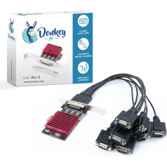 Donkey pc PCIe karte ar 8 pieslēgvietām RS232, PCI-E 8 porti DB9 sērijas karte, 8 PCI Express mikroshēmas kontrollera karte (8 portu ārējais kabelis)