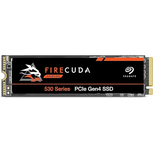 Seagate FireCuda 530 NVMe SSD 1 TB, PS5/PC, M.2 PCIe Gen4 × 4 NVMe 1.4, līdz 7300 MB/s, 3D TLC-NAND, 640 TBW, 3 gadu glābšanas dienests, modeļa Nr.: ZP1000GM3A013.