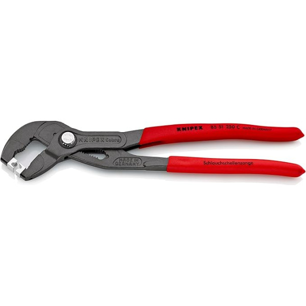 KNIPEX 85 51 250 C SB šļūteņu skavu knaibles spailēm ar klik spailēm, hroma vanādija hromētas 250 mm (SB karte/blisters)