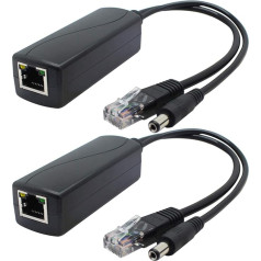 ANVISION 2 gab. gigabitu PoE sadalītājs, 48V uz 12V 2A Ethernet adapteris videonovērošanas kamerai, piekļuves punktam, Voip un citiem, AV-PS12-G