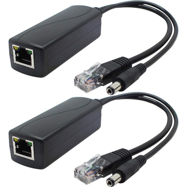 ANVISION 2 gab. gigabitu PoE sadalītājs, 48V uz 12V 2A Ethernet adapteris videonovērošanas kamerai, piekļuves punktam, Voip un citiem, AV-PS12-G