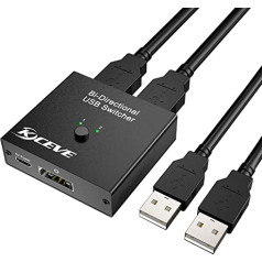 USB 2.0 slēdzis 2 datoriem, 2 ievadi 1 izeja / 1 ievade 2 izejas USB slēdzis 2 datoru koplietošanai ar USB ierīci, skeneri, printeri, tastatūru, peli, USB zibatmiņām, cietajiem diskiem