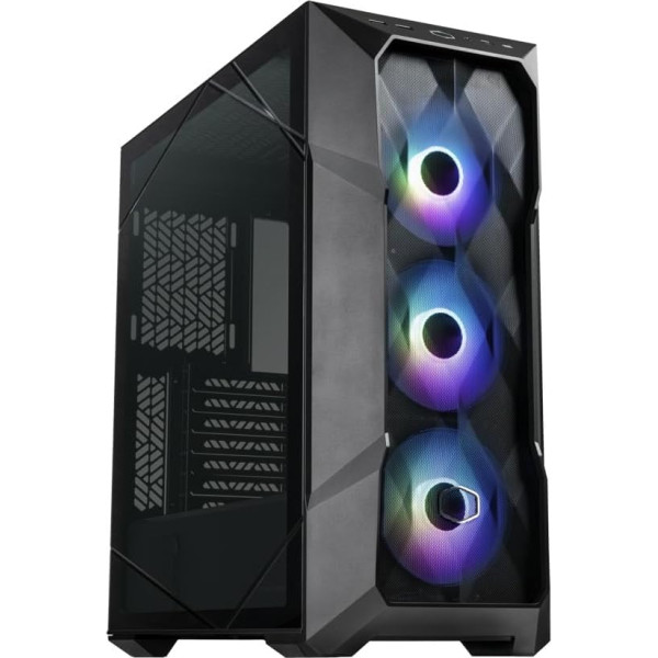 Cooler Master Master MasterBox TD500 Mesh V2 - E-ATX korpuss ar tekseļveida sietu, Mid-Tower, 3 x 120 mm ARGB ventilatori, noņemams vāks, rūdīta stikla sānu panelis, USB Type-C 10Gbps - melns