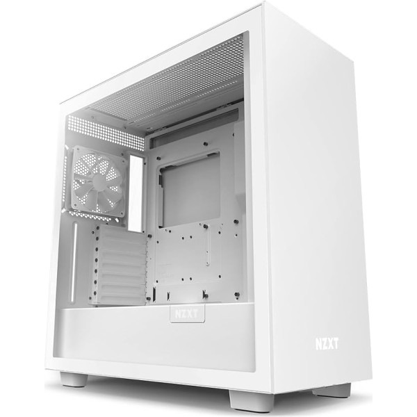 NZXT H7 - CM-H71BW-01 - ATX Mid Tower datora spēļu korpuss - priekšējais I/O USB Type-C ports - ātri noņemams rūdīta stikla sānu panelis - balts